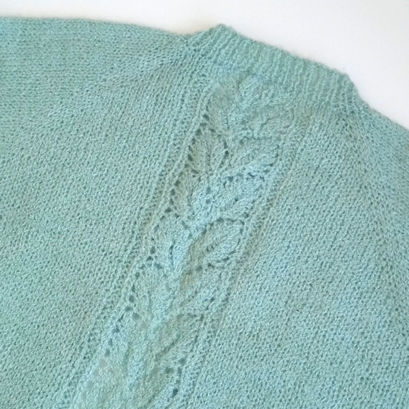 Rare Vintage Art Deco / Mint Green Long Sleeve Button Down Cardigan Sweater S - Picture 3 of 16